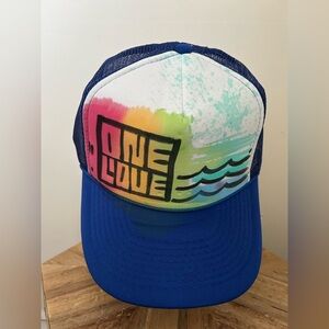 Vans x Greg Pnut Galinsky Collab Trucker Hat Blue with Multi-Color Front Print